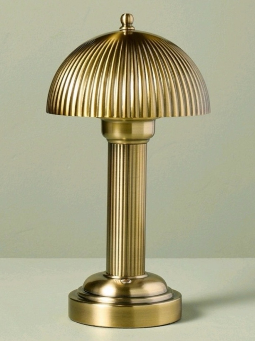 Hearth & Hand 11.5” Fluted Metal Rechargeable Brass Table Lamp - 3 Light Level
